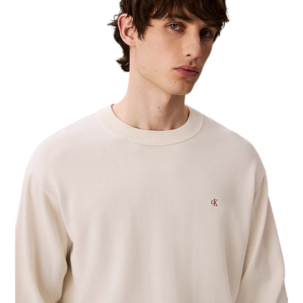 Maglie Uomo Calvin Klein - Ls Ez Cotton Crewnk Sweater 12Gg - Panna