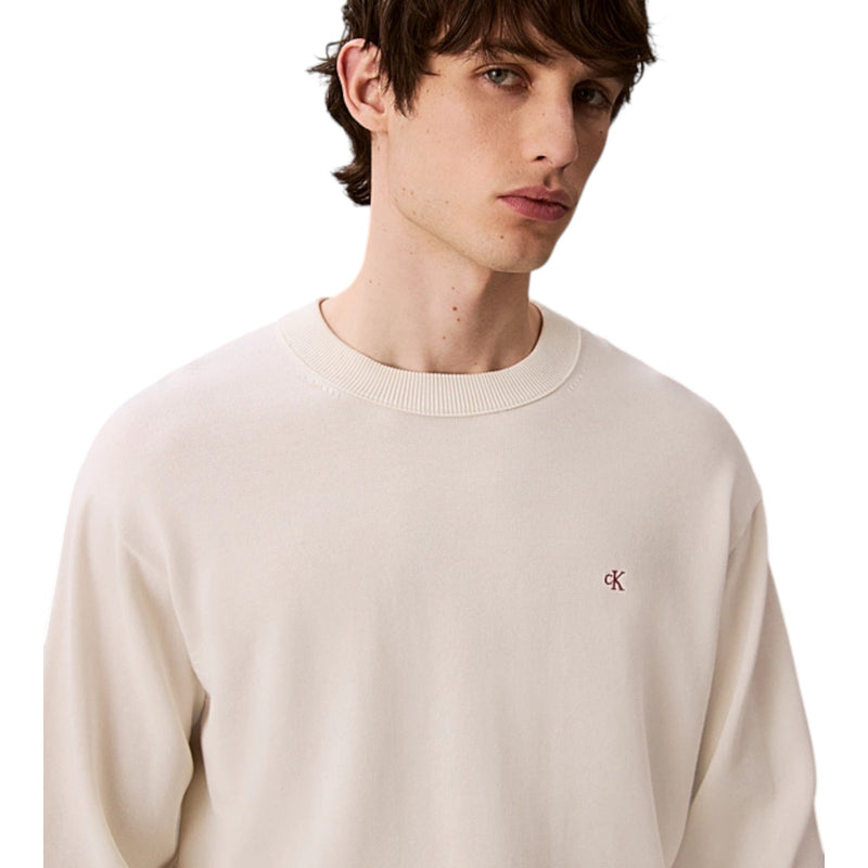 Maglie Uomo Calvin Klein - Ls Ez Cotton Crewnk Sweater 12Gg - Panna