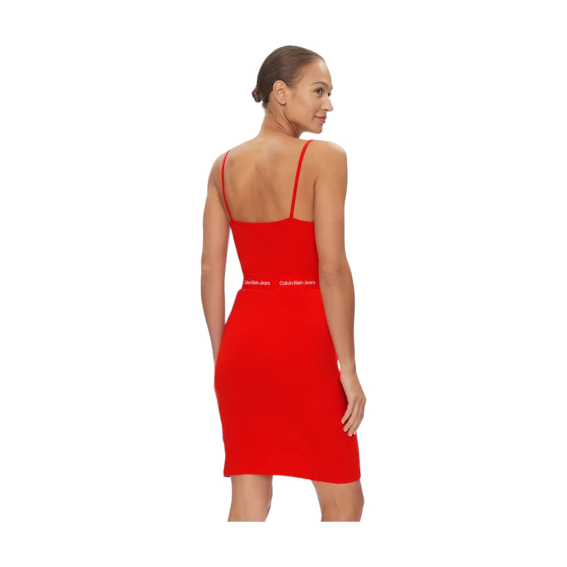 Vestiti casual Donna Calvin Klein - Logo Elastic Strappy Dress - Rosso