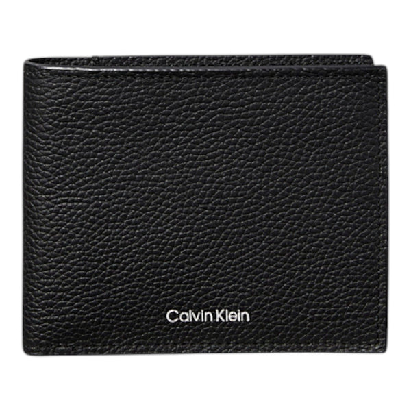 Portafogli Uomo Calvin Klein - Portafoglio a libro con logo stampato in lamina - Nero
