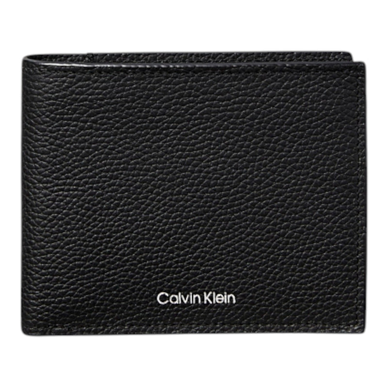 Portafogli Uomo Calvin Klein - Portafoglio a libro con logo stampato in lamina - Nero