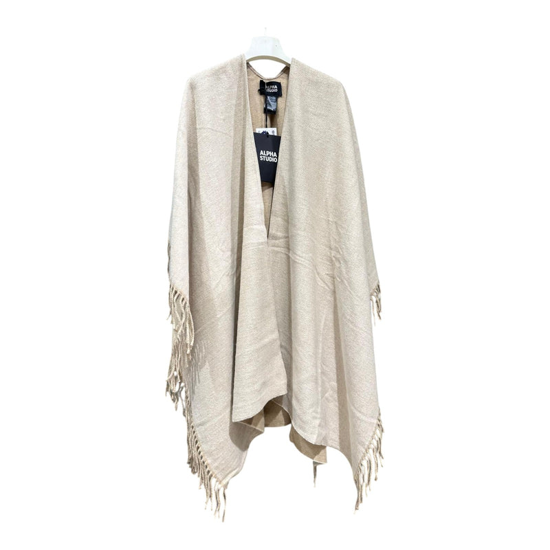 Poncho e mantelle Donna Alpha Studio - Poncho Double Double Fringe - Beige