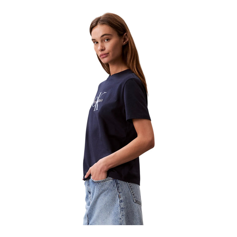 T-shirt Donna Calvin Klein - Hr Ss Clssc Mnlg Cnc - Blu
