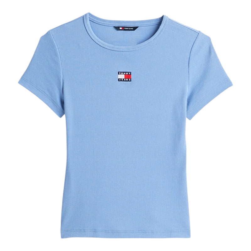 T-shirt Donna Tommy Hilfiger - Tjw Slim Badge Rib Tee - Azzurro