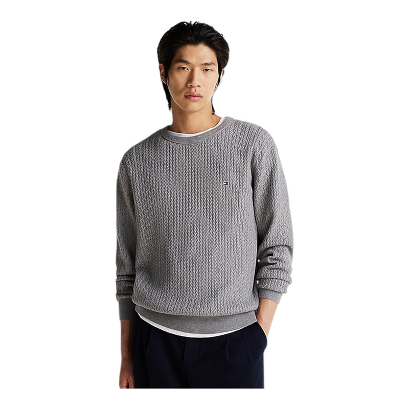 Maglioni Uomo Tommy Hilfiger - Herringbone Structure C Nk - Grigio