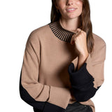 Maglioni Donna Surkana - Maglione a collo alto con contrasti di colore - Beige