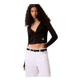 T-shirt Donna Calvin Klein - A-Ls Wvn Lbl 2X2 Ctt - Nero