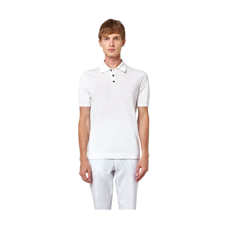 Polo Uomo Alpha Studio - Polo Camicia M/M Piquet Stretch - Bianco