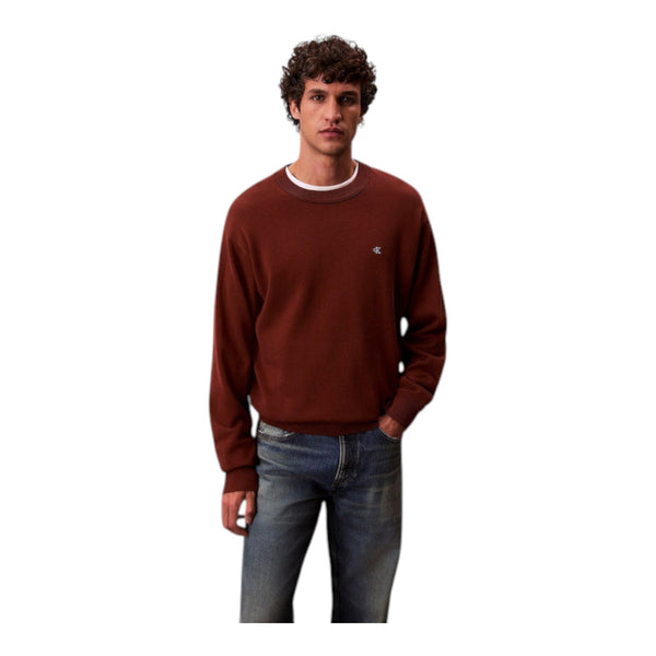 Maglie Uomo Calvin Klein - Ls Ez Cotton Crewnk Sweater 12Gg - Marrone