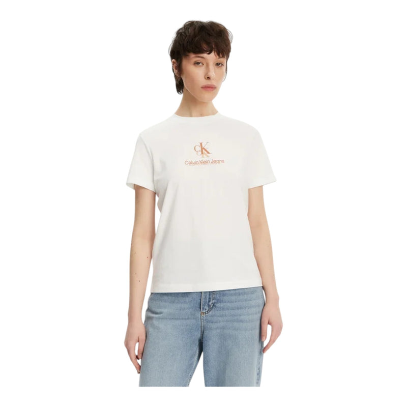 T-shirt Donna Calvin Klein - Shadow Graphic Regular Tee - Bianco