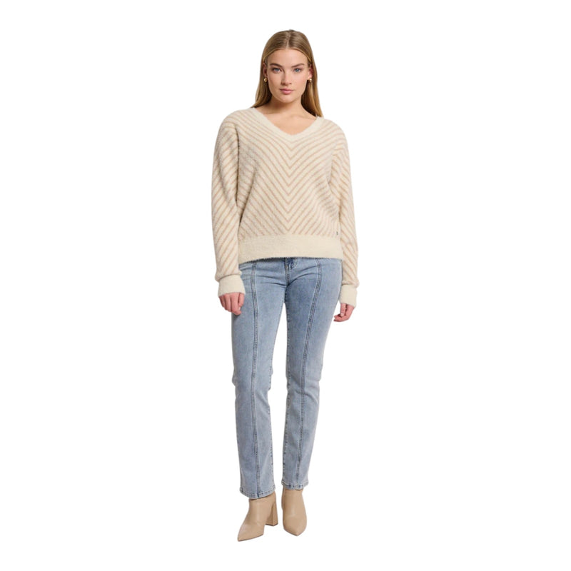 Maglioni Donna RINO & PELLE - Knitted V-neck sweater - Beige