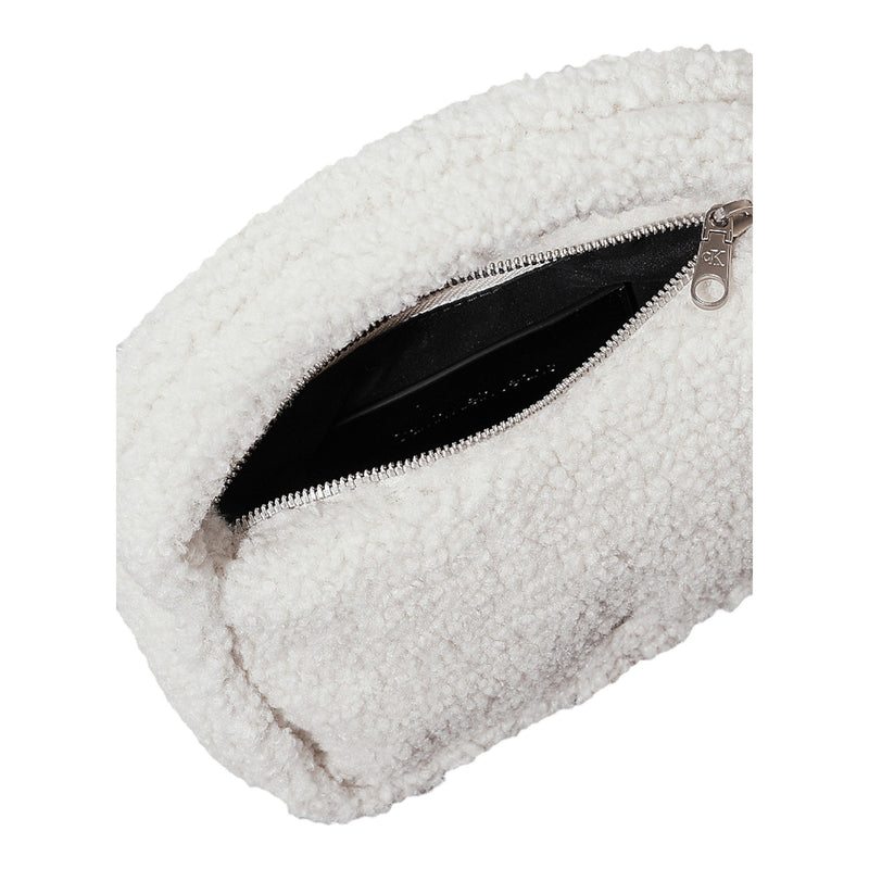 Borse a mano Donna Calvin Klein - Sherpa Mini Zip20 - Panna