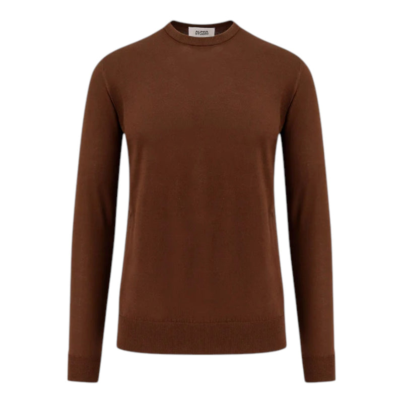 Maglie Uomo Alpha Studio - Girocollo M/L Cotone Crepe Urban Fit - Marrone