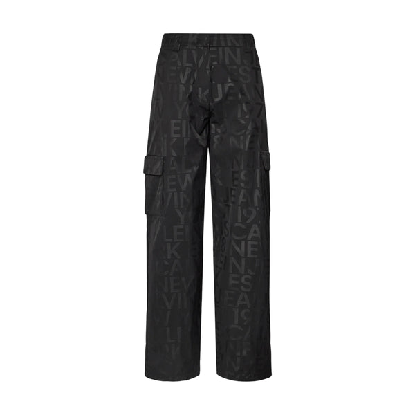 Pantaloni Donna Calvin Klein - Loose Logo Aop Cargo Pant - Nero