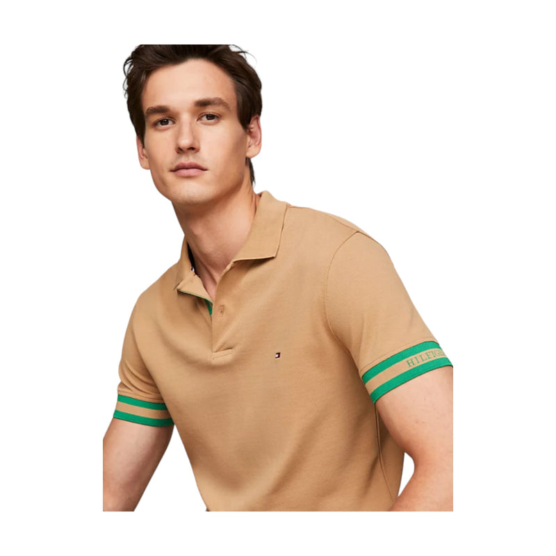 Polo Uomo Tommy Hilfiger - Monotype Cuff Slim Fit Polo - Beige