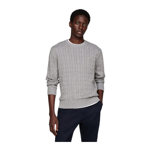 Maglie Uomo Tommy Hilfiger - Classic Cable Crew Neck - Grigio