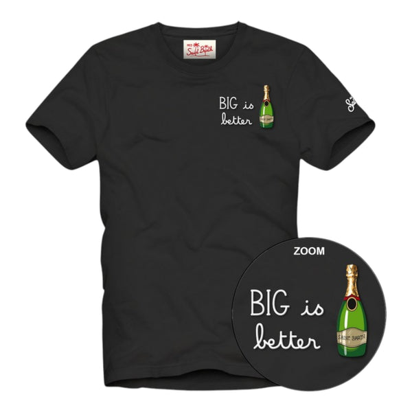 T-shirt Uomo Mc2 Saint Barth - Portofino T-Shirt With Embroidery - Nero