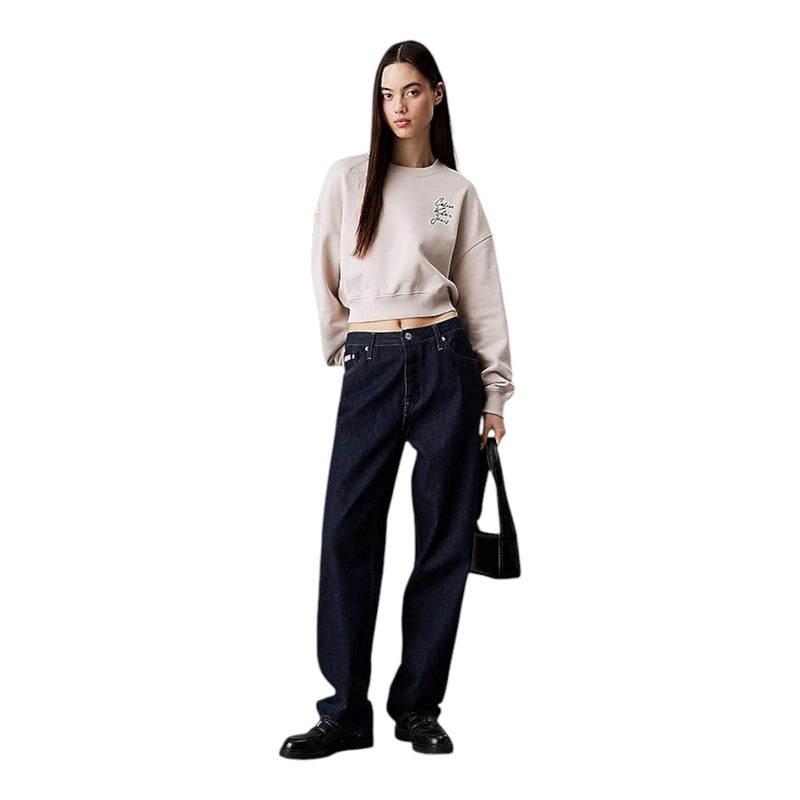 Felpe senza cappuccio Donna Calvin Klein - Script Institutional Crewneck - Grigio