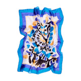 Foulard Donna Surkana - Sciarpa quadrata con stampa a fiori Naif - Celeste