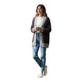 Cardigan Donna Alpha Studio - Cardigan M/L Mix Bi-Material - Marrone