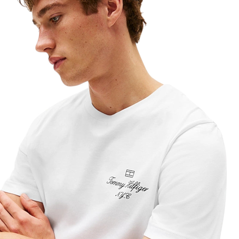 T-shirt Uomo Tommy Hilfiger - Outline Flag Script Tee - Bianco