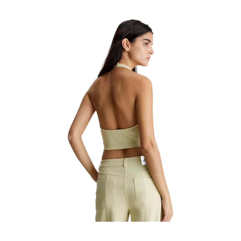 Canotte e top Donna Calvin Klein - Sheen Milano Halter Neck Top - Beige