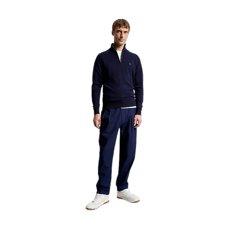 Maglie Uomo Tommy Hilfiger - Pima Org Ctn Cashmere Zip Mock - Blu