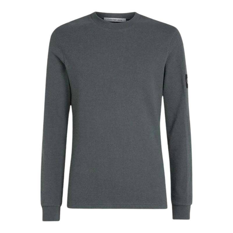 Maglie a manica lunga Uomo Calvin Klein - Badge Waffle Ls Tee - Grigio