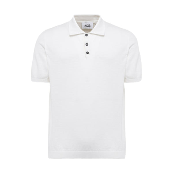 Polo Uomo Alpha Studio - Polo Camicia M/M Piquet Stretch - Bianco