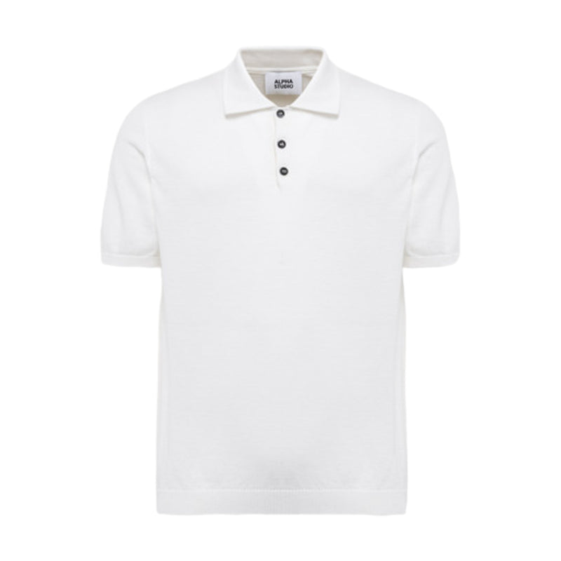 Polo Uomo Alpha Studio - Polo Camicia M/M Piquet Stretch - Bianco