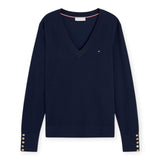 Maglioni Donna Tommy Hilfiger - Co Jersey Fine Gg V-Nk Ls Swt - Blu