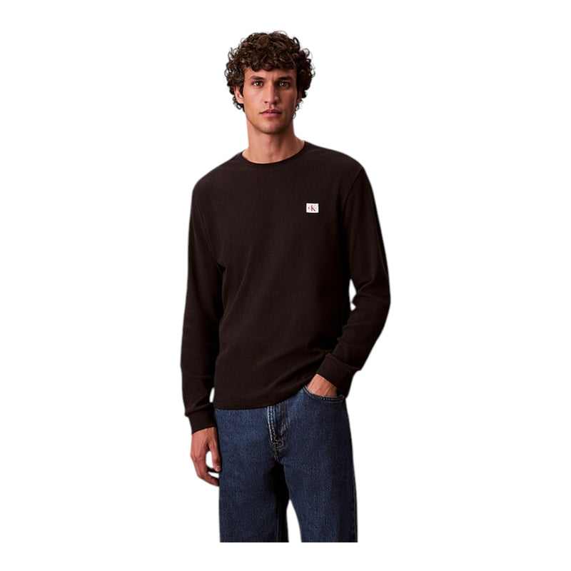 Maglie Uomo Calvin Klein - Ls Eu Badge 350Terry Cn Swtshrt - Nero