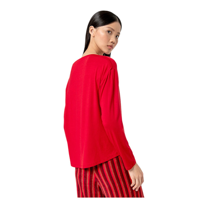 Maglie Donna Surkana - T-shirt con scollo a barca e spalla scesa - Rosso