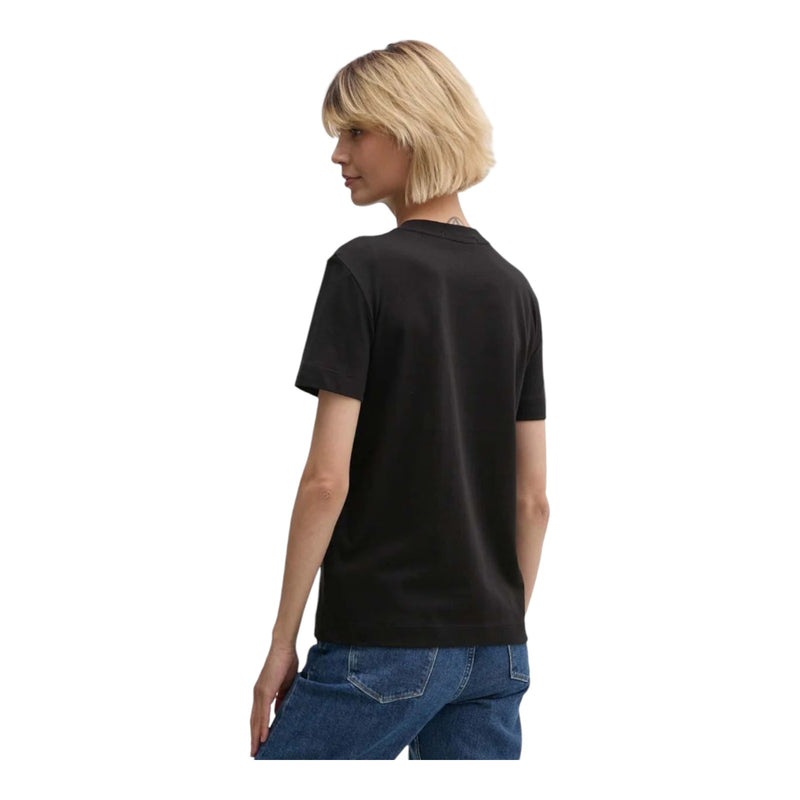 T-shirt Donna Calvin Klein - Satin Applique Regular Tee - Nero