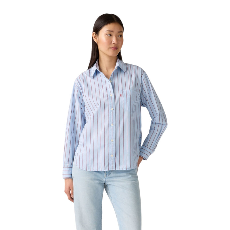 Camicie Donna Levi's - Harlie Boyfriend Shirt Hug Stripe Chambr - Blu