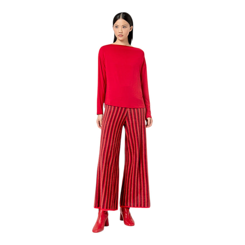 Maglie Donna Surkana - T-shirt con scollo a barca e spalla scesa - Rosso