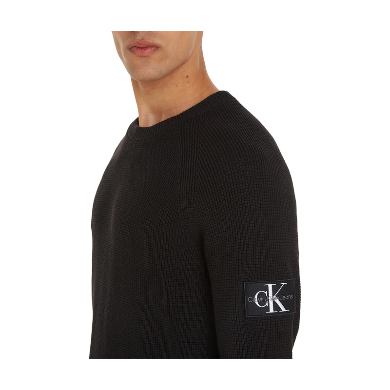 Maglie Uomo Calvin Klein - Badge Easy Sweater - Nero