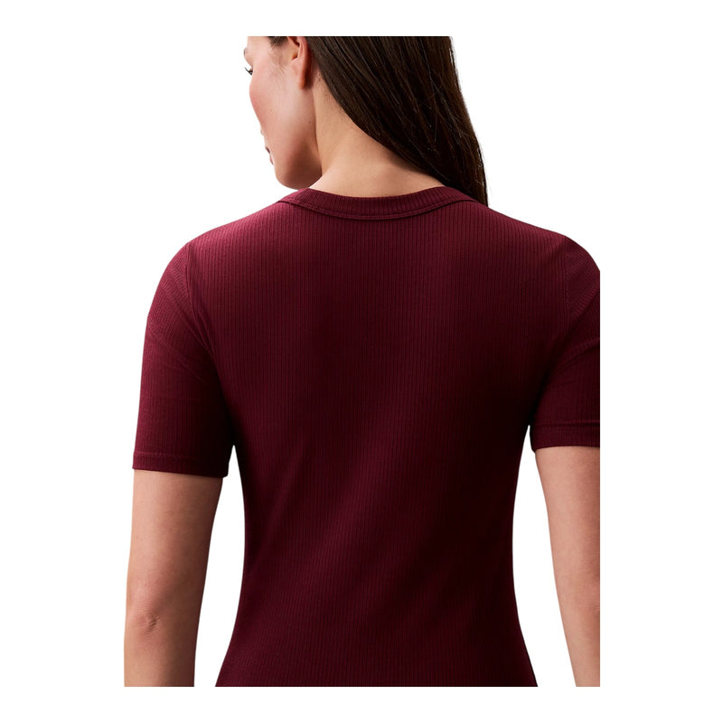 Vestiti casual Donna Calvin Klein - A - Modal Rib Ss Dress - Bordeaux