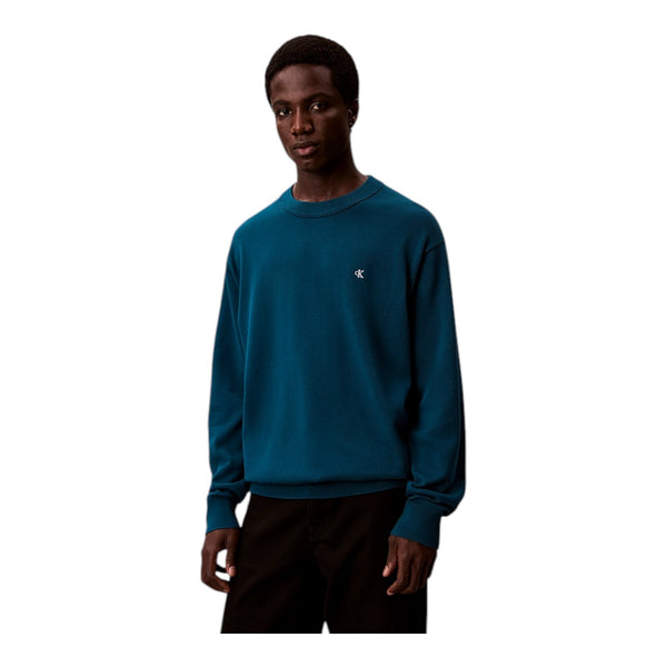 Maglie Uomo Calvin Klein - Ls Ez Cotton Crewnk Sweater 12Gg - Blu