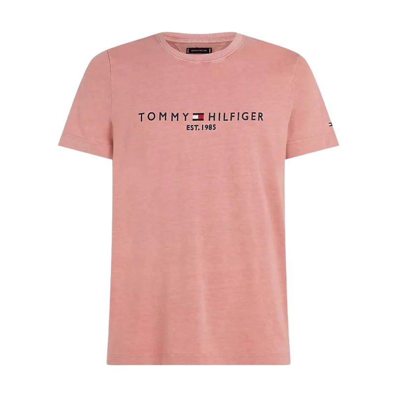 T-shirt Uomo Tommy Hilfiger - Garment Dye Tommy Logo Tee - Rosa