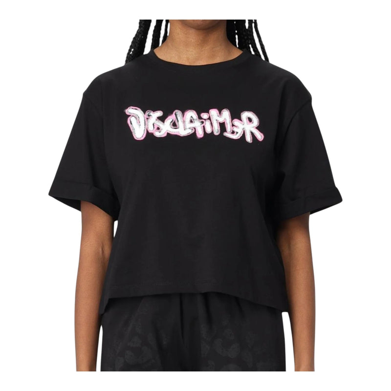 T-shirt Donna Disclaimer - Maglia Donna Crop In Jersey - Nero
