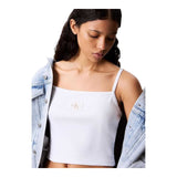 Canotte e top Donna Calvin Klein - A- Woven Label Rib Cami - Bianco