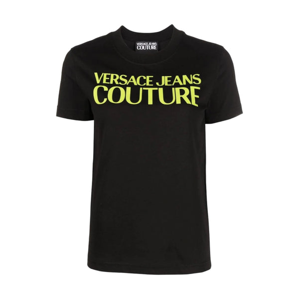 T-shirt Donna VERSACE JEANS COUTURE - R Logo Rubber Organic Cotton Jersey - Nero