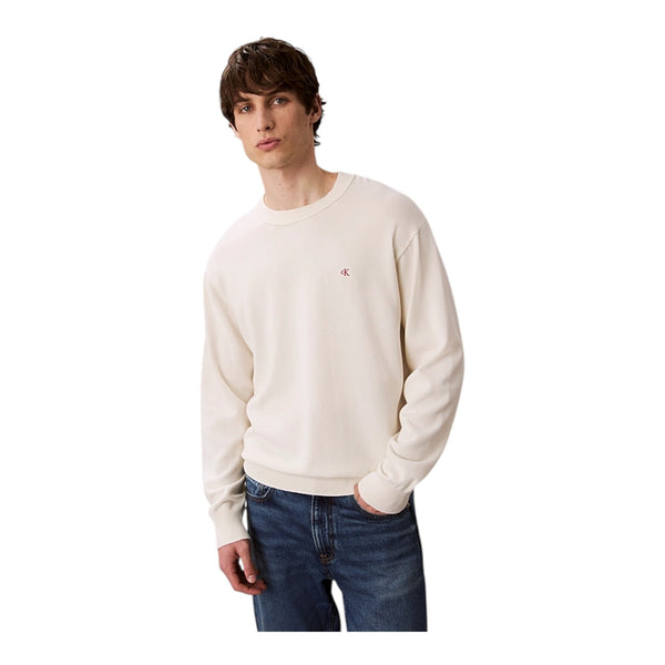 Maglie Uomo Calvin Klein - Ls Ez Cotton Crewnk Sweater 12Gg - Panna