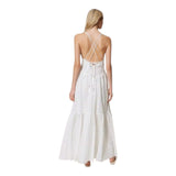 Vestiti casual Donna Twinset - Abito Lungo Morbido C/Spallini Incrociati Sangallo - Bianco