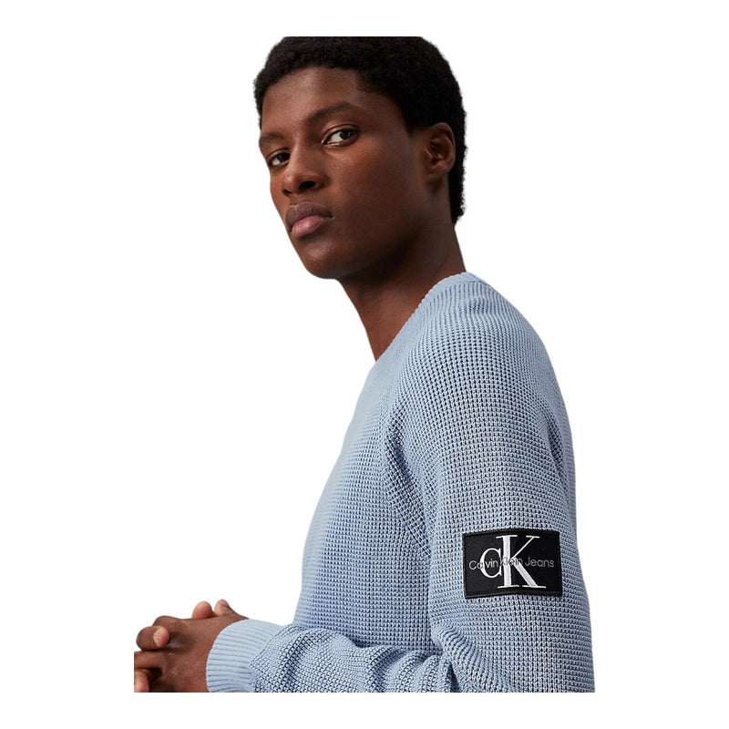 Maglie Uomo Calvin Klein - Badge Easy Sweater - Azzurro