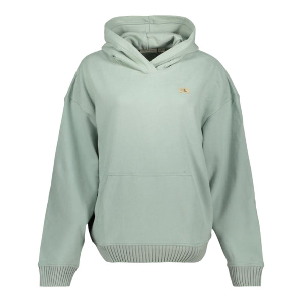 Felpe con cappuccio Donna Calvin Klein - Woven Label Peached Hoodie - Verde