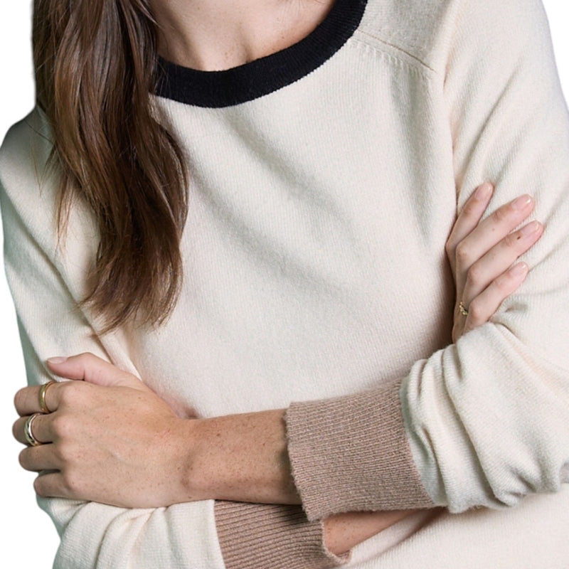Maglioni Donna Surkana - Maglione a collo rotondo con contrasti di colore - Beige
