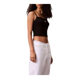 Canotte e top Donna Calvin Klein - A- Woven Label Rib Cami - Nero