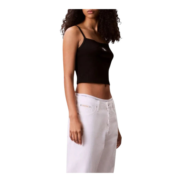 Canotte e top Donna Calvin Klein - A- Woven Label Rib Cami - Nero